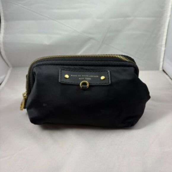 MARC BY MARC JACOBS Black Nylon Cosmetic Bag with Gold Zipper - Picture 1 of 5